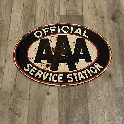 Original AAA Official Service Station Porcelain Double Sided Sign • $599.99