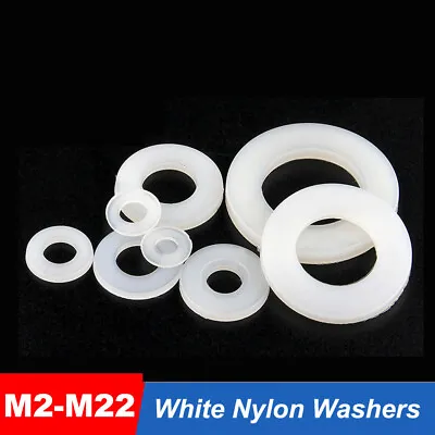 White Nylon Washers Form A Flat Plastic Washer M2 M3 M4 M5 M6 M8 M10 M12 - M22 • $1.63