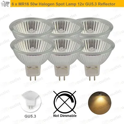 6 X MR16 50w Halogen Spot Lamp 12v GU5.3 Reflector Light Bulb Bulbs • £7.99