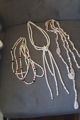 Cultured Pearl/Gemstone AAA  Necklaces 16 /36 /60  Lot Of 3   NEW • $109.95