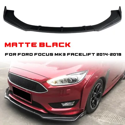 For Ford Focus MK3 14-19 Matte Black Front Bumper Lip Splitter Spoiler Body Kit • $48.39