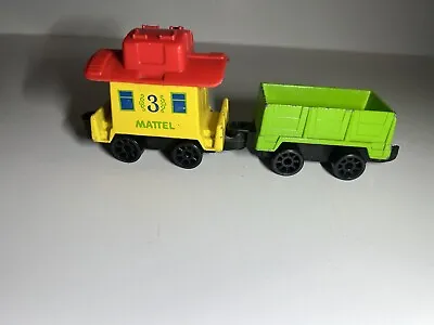 Vintage Mattel First Wheels 1980 Train Car Metal Yellow 3 Caboose 2piece • $25