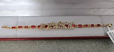 Giussepe Perez Padparadscha Sapphire & Zircon Bracelet In 18k Gold Over Silver • £149.99