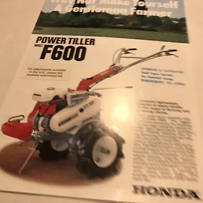HONDA Power Tiller F600 Original 1980s Vintage Sales Brochure • £10