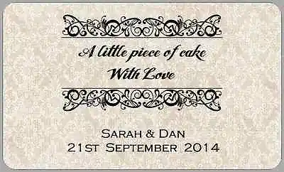 Shabby Chic Damask Cake Box Favour Labels Personalised Wedding Birthday Stickers • £2.70