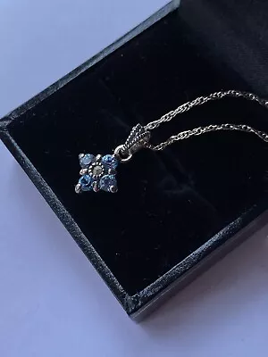 Vintage Blue Topaz Necklace 925 Silver And  Marcasite • $69