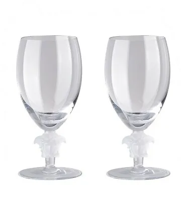 Versace Rosenthal Medusa Lumiere Clear 2nd Edition Set 2 Pcs White Wine Glasses • $380