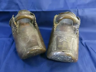 Vintage Pair Brass Horse Boot Stirrups (2) Spanish/Aztec Style With Engravings • $53.99