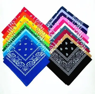 Bandana Paisley Neck Head Scarf 100% Cotton Unisex Mixed Colours/patterns • £1.90