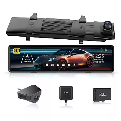 REDTIGER 4K+2.5K Front And Rear Mirror Camera Dash Cam Rear View  Backup Camera • $259.99