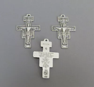 3 Pc SAN DAMIANO Saint Francis Rosary Crucifix Cross ITALY Rosaries C107 SILVER • $3.49