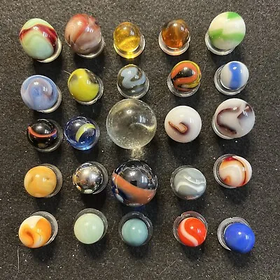 OLD Estate Marbles: Grandpa’s Lot Of  (25) AWESOME Vintage Marbles See All Pics! • $10