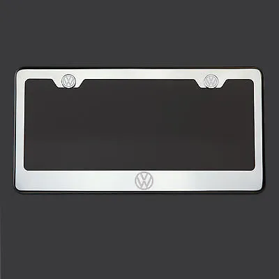 Mirror Chrome Volkswagen Vw Logo Laser Etched StainlessSteel License Plate Frame • $28.98