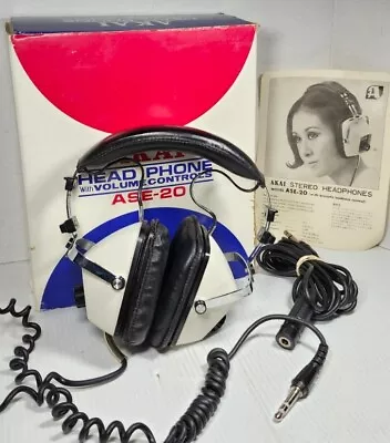 Vintage Japan Retro Akai ASE-20 Stereo Headphones W Original Box Acoustic  • $110