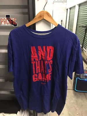 Nike And That's Game T-Shirt Men L Short Sleeve Regular Fit Graphic Swoosh Blue • $12.99
