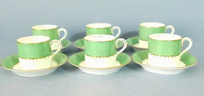 COALPORT Green Demitasse Coffee Cups And Saucers 9157 Set Of Six • £49