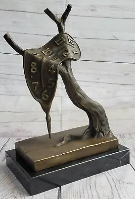 Salvador Dali Melting Clock Tribute Bronze Sculpture Hot Cast Abstract Figurine • $349