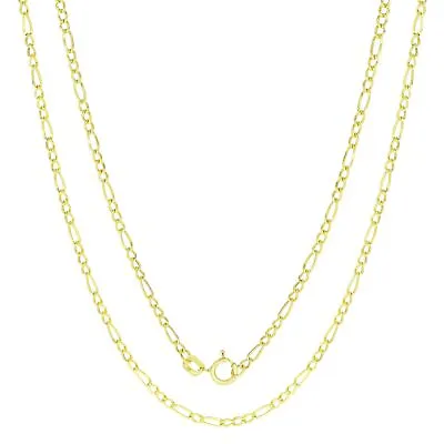 10K Yellow Gold 2mm Thin Figaro Italian Chain Link Necklace Mens Women 16 -26  • $75.98