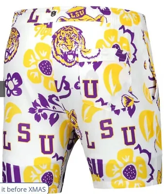 LSU Vault Tech Wes & Willy Men's L Swim Trunks White/Yellow Lined  Pockets - NWT • $39.99