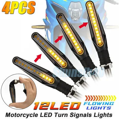 4x Flowing Motorcycle LED Turn Signals Blinker Lights Universal For Honda Suzuki • $11.92