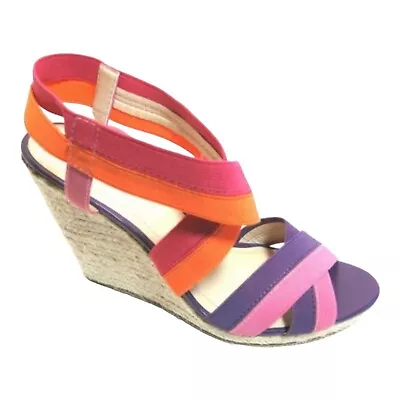 6.5 Enzo Angiolini Strappy Wedge Heel Sandals Colorful Chunky Clunky Y2K 2000s • $16.04