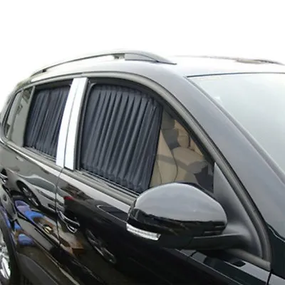 2Pcs Black 50cm X 47cm Adjustable VIP Car Side Window Curtain UV Sunshade Visor • £15.87