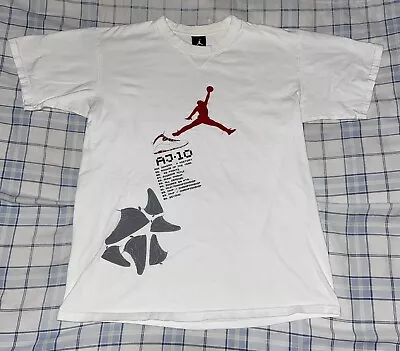 Vintage Air Jordan 10 X Red White Retro T Shirt Size Medium RARE Preowned • $7.99