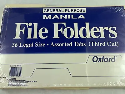 New Sealed: Oxford Esselte 36 Legal Size Assorted Tabs Manila File Folders 40485 • $10.72