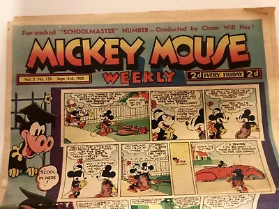 Mickey Mouse Weekly Vol 3 #135 Sept. 3rd 1938 Oldhams Press • $15