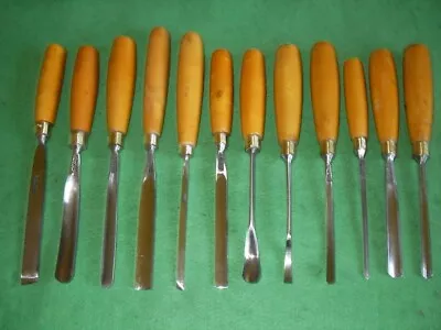 Nice Set Off  12 Ashley Iles Carving Tools With Boxwood Handles Circa 1960/70 • $64.65