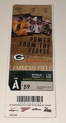 8/11/08 Bengals Green Bay Packers NFL Pre Season Ticket Stub • $69.99