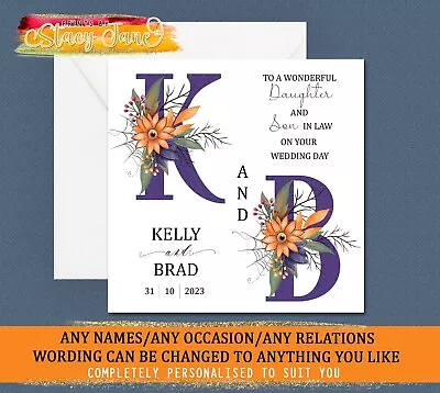 Personalised Wedding Day Card Initials Son Daughter In Law HALLOWEEN ANYRELATION • £2.95