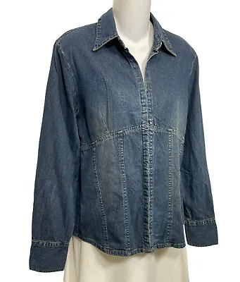Y2K 90's Vintage Jean Jacket Size Small Bill Blass Shapely Wide Cuff Dark Denim  • $89