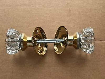 Glass Door Knobs With Brass Finish Base And Escutcheon. • $20