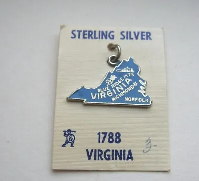 Vintage Fisher Sterling Silver Enamel Virginia Blue Ridge Mts Norfolk Charm NOC • $14.50