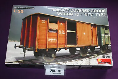 MiniArt Railway Covered Goods Wagon 18T “NTV” Type 1:35 Scale Model Kit 35288.  • £35