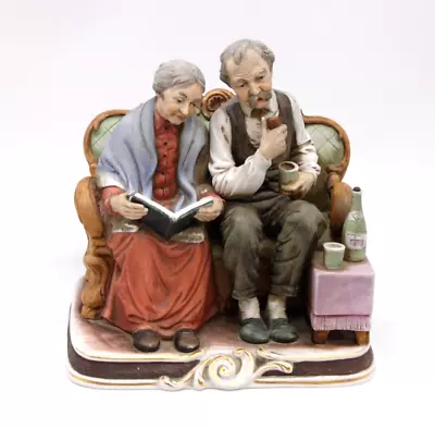 PORCELAIN FIGURINE Large Capodimonte Style Elderly Couple Sculpture 9.5  • £4.99