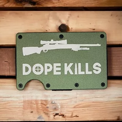 Engraved In USA  Dope Kills  Slim Wallet RFID Blocking Aluminum M24 Sniper Vet • $25.99