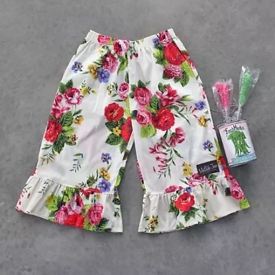 EUC Matilda Jane Size 4 Hammond Bay Delilah Rose Big Ruffles Floral Flower Pants • $14.99