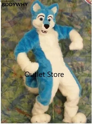 Sexy Blue Husky Fox Wolf Mascot Costume Cosplay Party Outfit Carnival Fursuit • $771.09