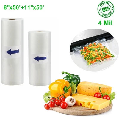 $23.94 • Buy 2Roll Vacuum Seal Bags 8  X 50' 11  X 50' Embossed Food Saver Sealer Storage Bag