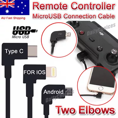 $7.95 • Buy 90° Micro USB Cable Type C OTG 30cm For DJI Spark Mavic Pro IPad IPhone Android