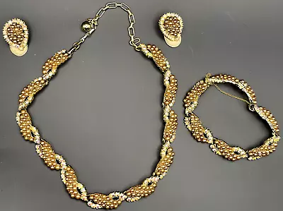 Vintage Kramer 3 Piece Matching Jewelry Set Necklace Bracelet Clip On Earrings • $75.99