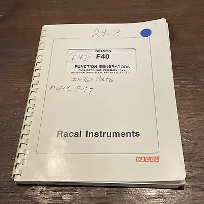 Racal-Dana Series F40 Function Generators Manual P00340099 Rev A ~ 1984 • $15.77