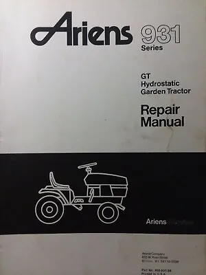 $254.72 • Buy Ariens 931 Garden Tractor & Implements Repair Service Manual S-12 GT19 931004 GT