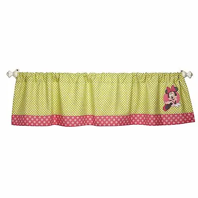 $19.99 • Buy Disney Minnie Mouse Petal Perfect Window Valance Curtain Green Polka Dot NEW