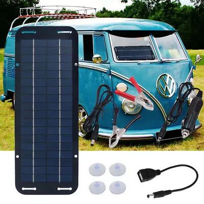 Solar Panel 12 Volt Trickle Battery Charger Dual USB For Caravan Car Van RV Kit • £13.29