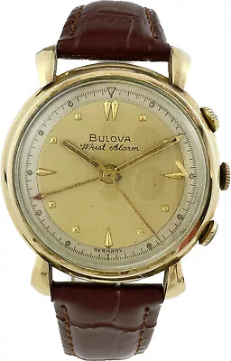 Vintage Bulova Wrist Alarm Men's Mechanical Wristwatch 12-B 10k Gold Filled Runs • $460