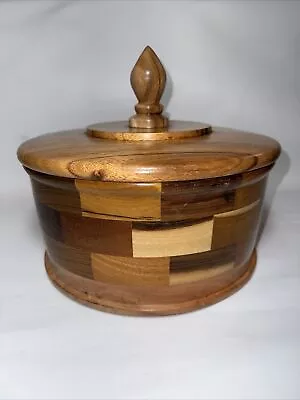 Vintage Wood Handmade Box Round 11” • $59.80