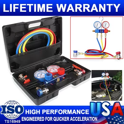 Air AC Manifold Gauge Set Brass HVAC A/C Cooling System Pressure Tester 5FT Hose • $49.59